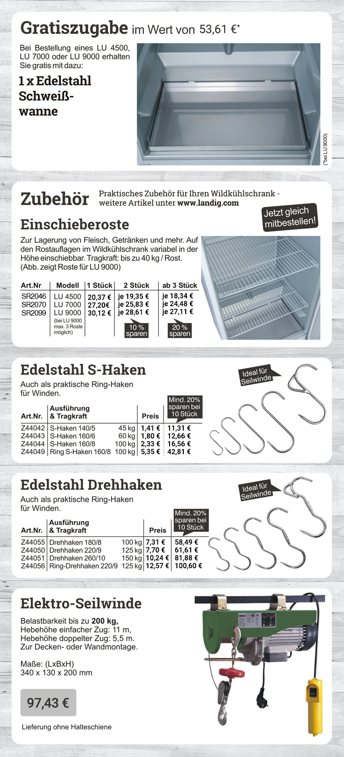 Wildk�hlschrank Zubeh�r - hier klicken!