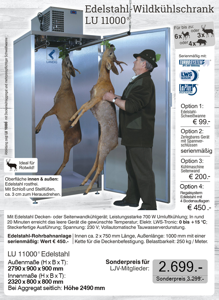 Jetzt das Original von landig bestellen: Wildk�hlschrank LU 11000 - profiger�te aus dem Hause Landig